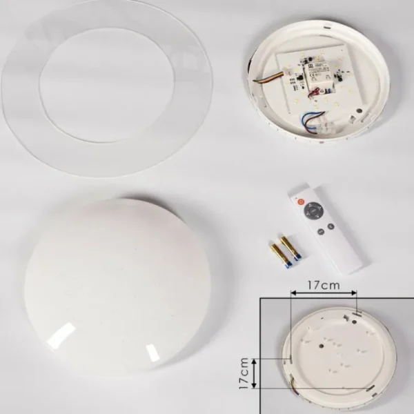 hofstein Plafonnier Cure LED Blanc, 1 lumière, Télécommandes, Changeur de couleurs* Lampes Modernes