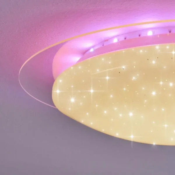 hofstein Plafonnier Cure LED Blanc, 1 lumière, Télécommandes, Changeur de couleurs* Lampes Modernes
