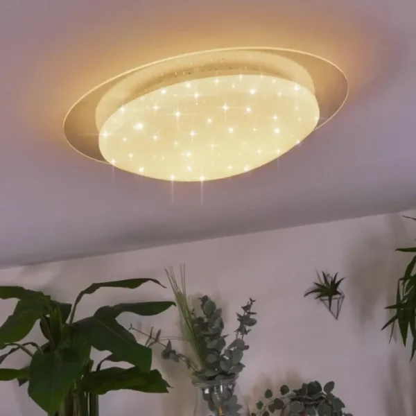 hofstein Plafonnier Cure LED Blanc, 1 lumière, Télécommandes, Changeur de couleurs* Lampes Modernes