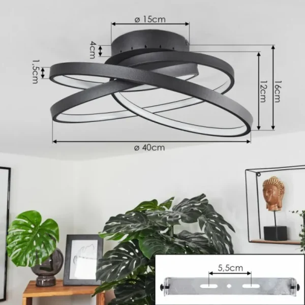 hofstein Plafonnier Demaine LED Noir, 1 lumière* Lampes Modernes