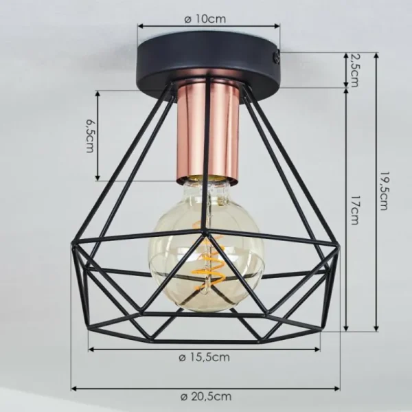 hofstein Plafonnier Denno Cuivre, Noir, 1 lumière* Lampes Modernes