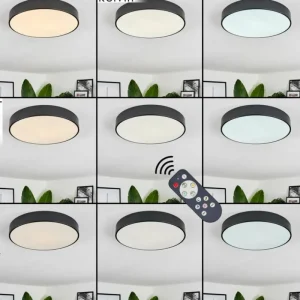 hofstein Plafonnier Diagonal LED Noir, 1 lumière, Télécommandes* Lampes Modernes