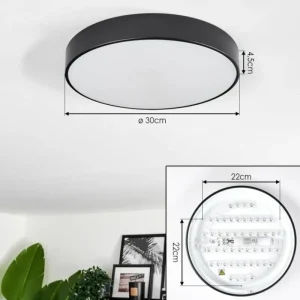 hofstein Plafonnier Diagonal LED Noir, 1 lumière, Télécommandes* Lampes Modernes