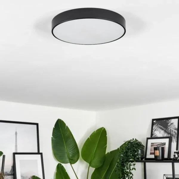 hofstein Plafonnier Diagonal LED Noir, 1 lumière, Télécommandes* Lampes Modernes