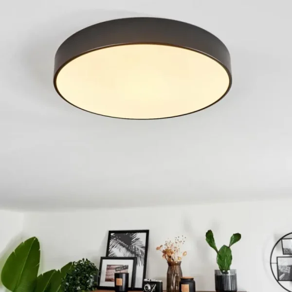 hofstein Plafonnier Diagonal LED Noir, 1 lumière, Télécommandes* Lampes Modernes