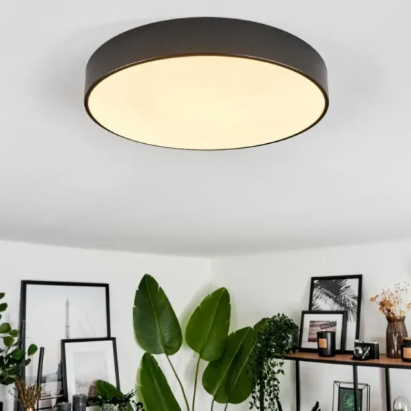 hofstein Plafonnier Diagonal LED Noir, 1 lumière, Télécommandes* Lampes Modernes