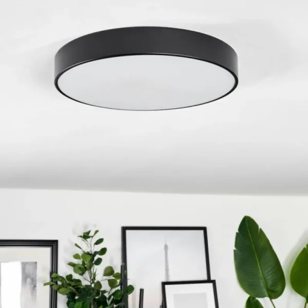 hofstein Plafonnier Diagonal LED Noir, 1 lumière, Télécommandes* Lampes Modernes