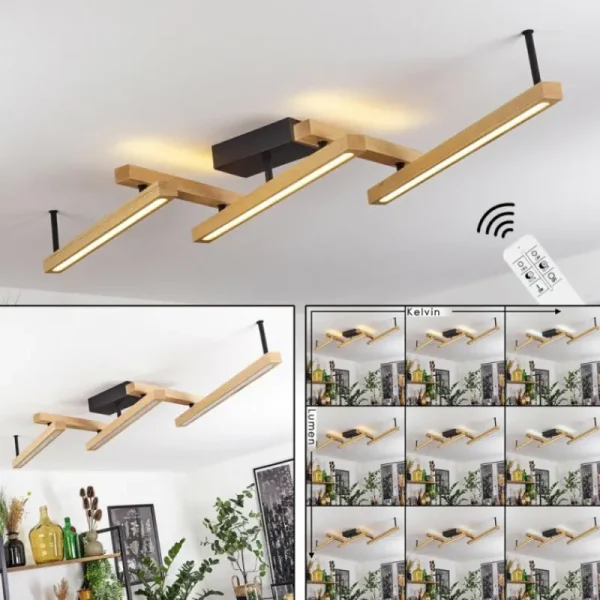 hofstein Plafonnier Disentis LED Écru, Noir, 1 lumière, Télécommandes* Lampes Modernes