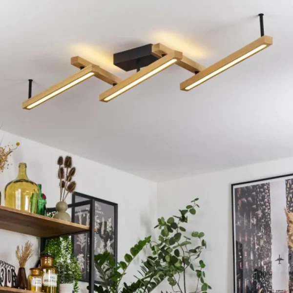hofstein Plafonnier Disentis LED Écru, Noir, 1 lumière, Télécommandes* Lampes Modernes