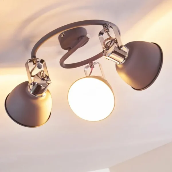 hofstein Plafonnier Dompierre Gris, Blanc, 3 lumières* Lampes Modernes