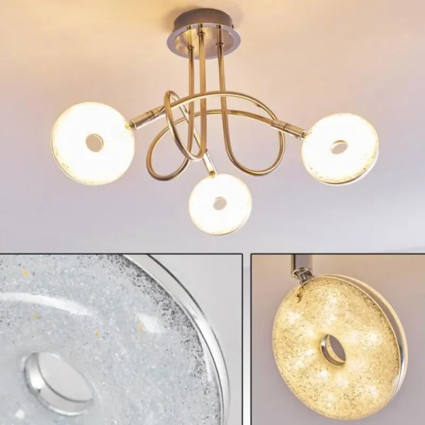 hofstein Plafonnier Donot LED Nickel mat, 3 lumières* Lampes Modernes