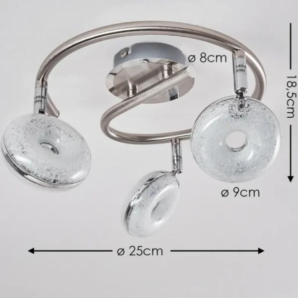 hofstein Plafonnier Donot LED Nickel mat, 3 lumières* Lampes Modernes