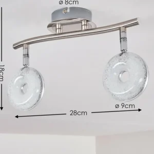 hofstein Plafonnier Donot LED Nickel mat, 2 lumières* Lampes Modernes