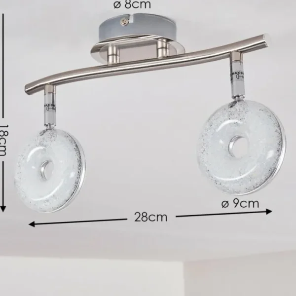 hofstein Plafonnier Donot LED Nickel mat, 2 lumières* Lampes Modernes