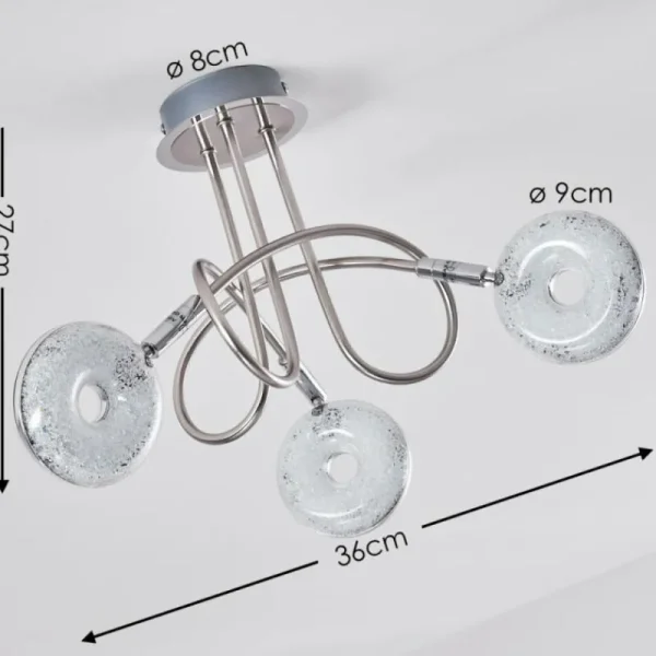 hofstein Plafonnier Donot LED Nickel mat, 3 lumières* Lampes Modernes