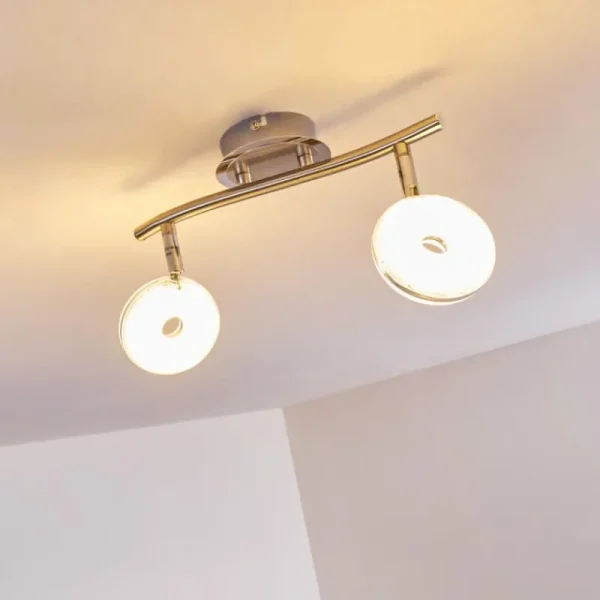 hofstein Plafonnier Donot LED Nickel mat, 2 lumières* Lampes Modernes