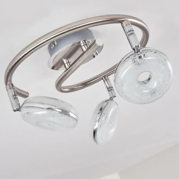 hofstein Plafonnier Donot LED Nickel mat, 3 lumières* Lampes Modernes