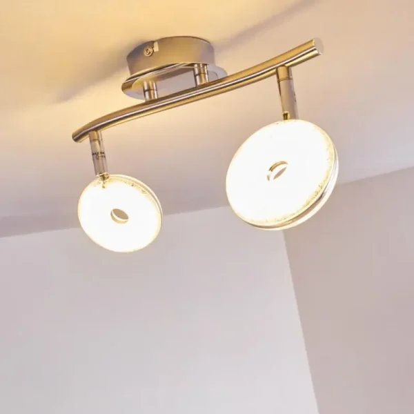 hofstein Plafonnier Donot LED Nickel mat, 2 lumières* Lampes Modernes