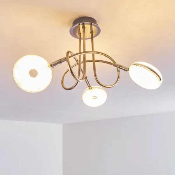 hofstein Plafonnier Donot LED Nickel mat, 3 lumières* Lampes Modernes