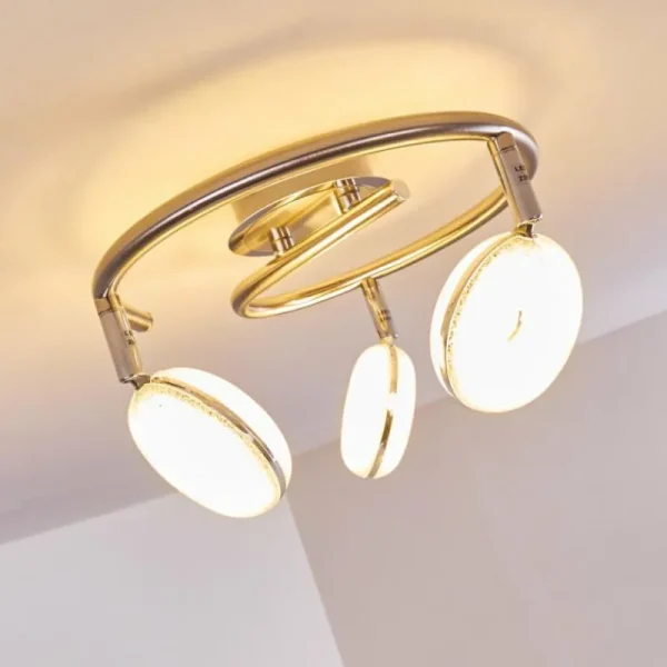 hofstein Plafonnier Donot LED Nickel mat, 3 lumières* Lampes Modernes