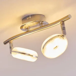 hofstein Plafonnier Donot LED Nickel mat, 2 lumières* Lampes Modernes