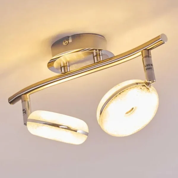 hofstein Plafonnier Donot LED Nickel mat, 2 lumières* Lampes Modernes