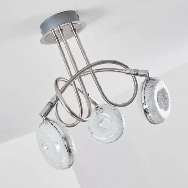 hofstein Plafonnier Donot LED Nickel mat, 3 lumières* Lampes Modernes