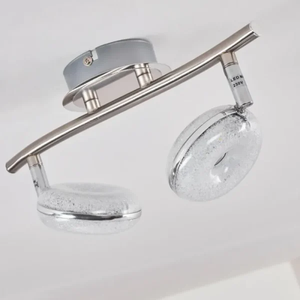hofstein Plafonnier Donot LED Nickel mat, 2 lumières* Lampes Modernes