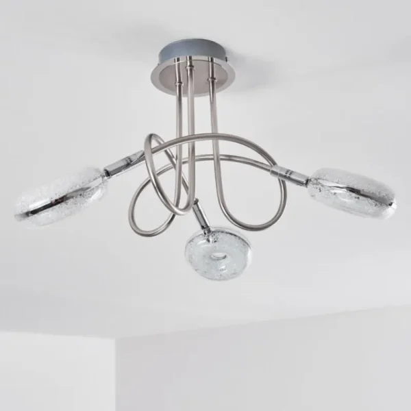 hofstein Plafonnier Donot LED Nickel mat, 3 lumières* Lampes Modernes