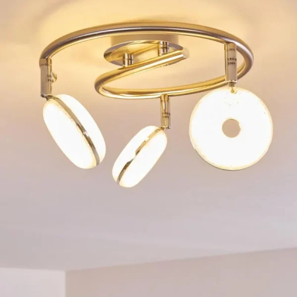 hofstein Plafonnier Donot LED Nickel mat, 3 lumières* Lampes Modernes