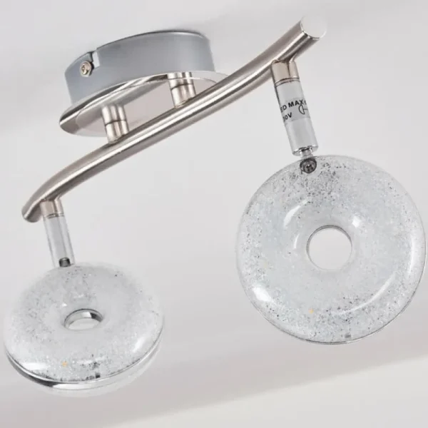 hofstein Plafonnier Donot LED Nickel mat, 2 lumières* Lampes Modernes