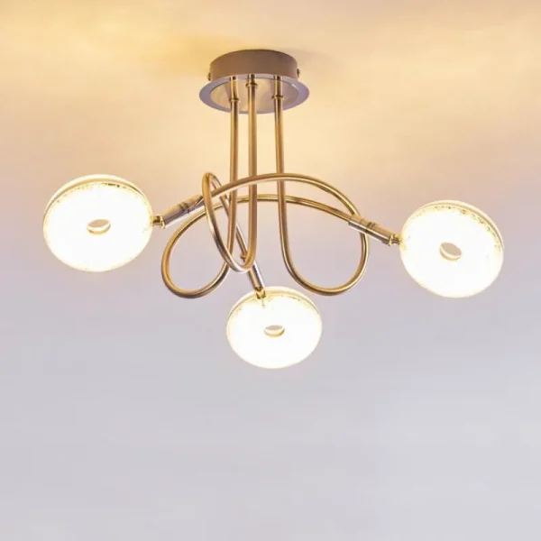 hofstein Plafonnier Donot LED Nickel mat, 3 lumières* Lampes Modernes