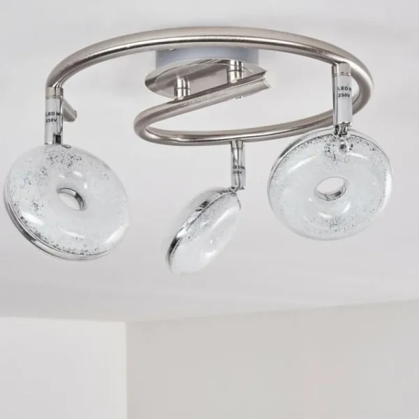 hofstein Plafonnier Donot LED Nickel mat, 3 lumières* Lampes Modernes