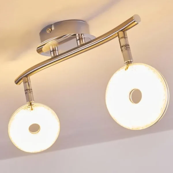hofstein Plafonnier Donot LED Nickel mat, 2 lumières* Lampes Modernes