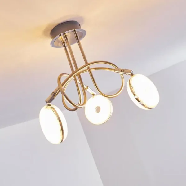 hofstein Plafonnier Donot LED Nickel mat, 3 lumières* Lampes Modernes
