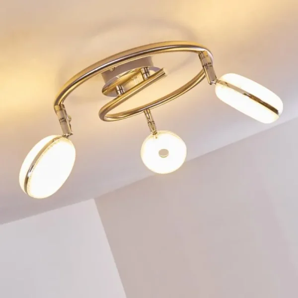 hofstein Plafonnier Donot LED Nickel mat, 3 lumières* Lampes Modernes
