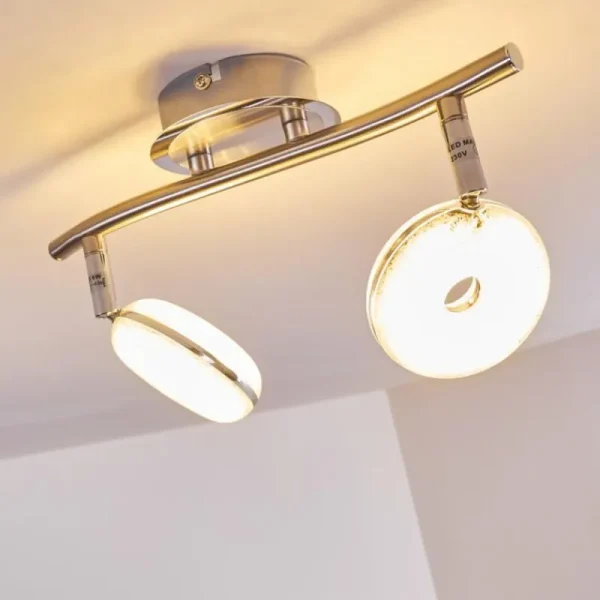 hofstein Plafonnier Donot LED Nickel mat, 2 lumières* Lampes Modernes