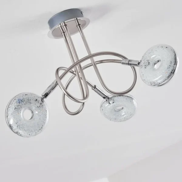hofstein Plafonnier Donot LED Nickel mat, 3 lumières* Lampes Modernes
