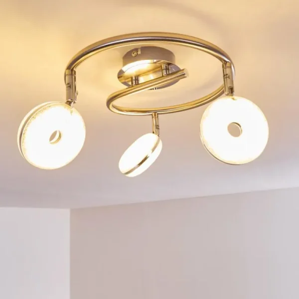 hofstein Plafonnier Donot LED Nickel mat, 3 lumières* Lampes Modernes