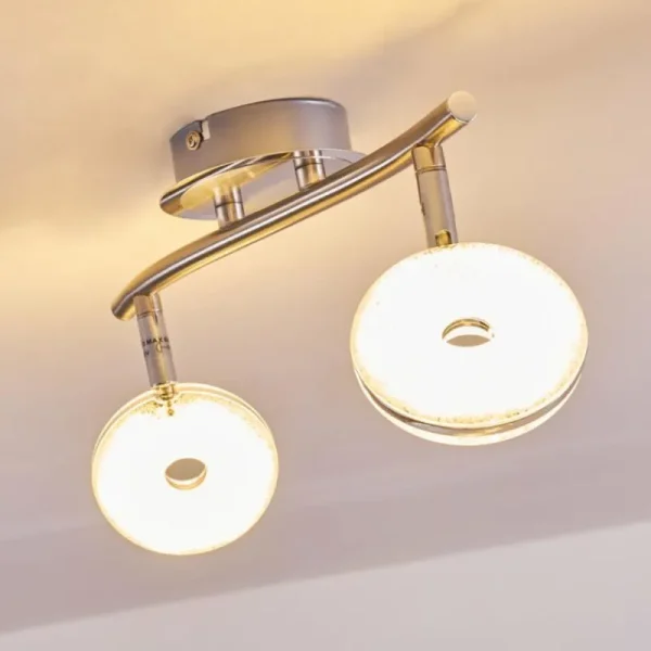 hofstein Plafonnier Donot LED Nickel mat, 2 lumières* Lampes Modernes