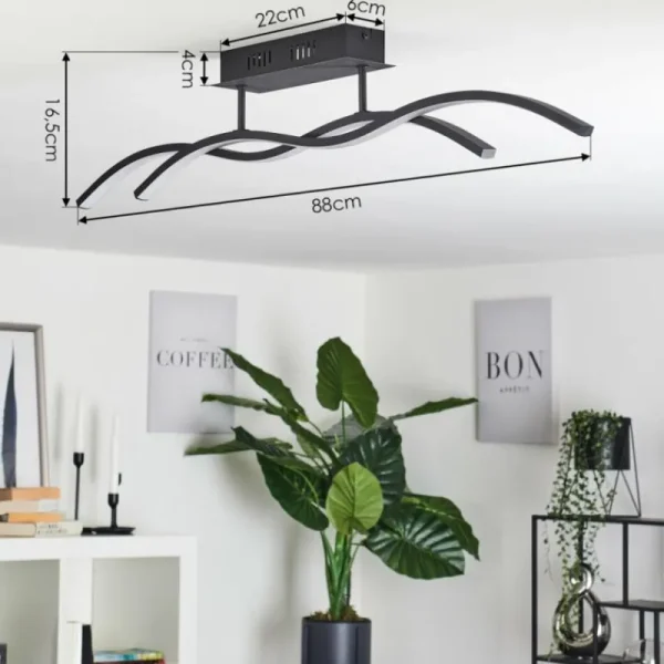 hofstein Plafonnier Eaglesham LED Noir, 1 lumière* Lampes Modernes