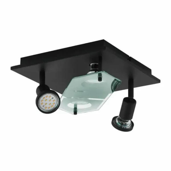 Luminaires Eglo Plafonnier Eglo CABO LED Noir, 4 lumières* Lampes En Verre