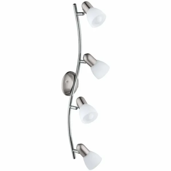 Luminaires Eglo Plafonnier Eglo DAKAR LED Chrome, Nickel mat, 4 lumières* Lampes En Verre