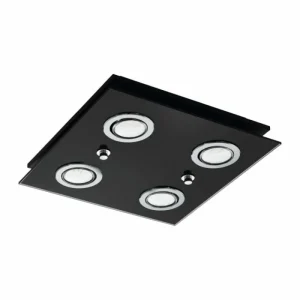 Luminaires Eglo Plafonnier Eglo GRATTINO LED Noir, 4 lumières* Lampes En Verre