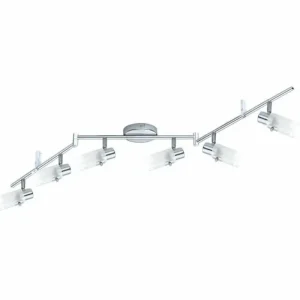 Luminaires Eglo Plafonnier Eglo ORVIETO LED Chrome, 6 lumières* Lampes En Verre