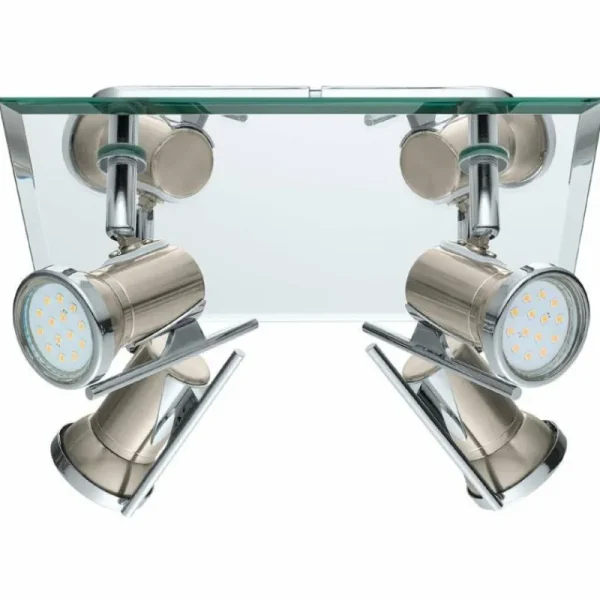 Luminaires Eglo Plafonnier Eglo TAMARA LED Chrome, Nickel mat, 4 lumières* Lampes En Verre