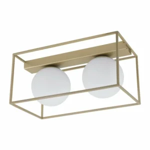 Luminaires Eglo Plafonnier Eglo VALLASPRA Champagne, 2 lumières* Lampes En Verre