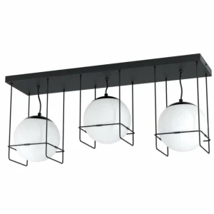 Luminaires Eglo Plafonnier Eglo VERSUOLA Noir, 3 lumières* Lampes En Verre