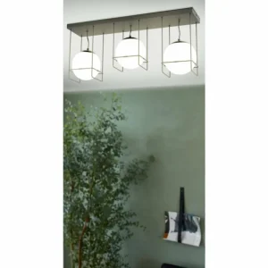 Luminaires Eglo Plafonnier Eglo VERSUOLA Noir, 3 lumières* Lampes En Verre