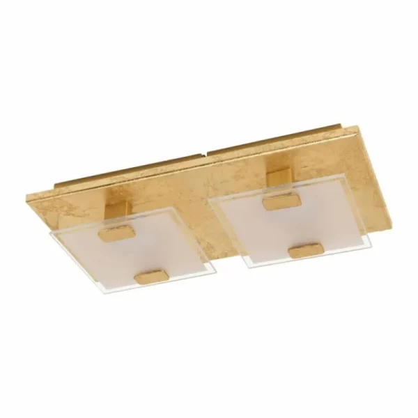 Luminaires Eglo Plafonnier Eglo VICARO LED Or, 2 lumières* Lampes En Verre